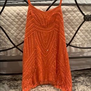 Orange free people sequin dress